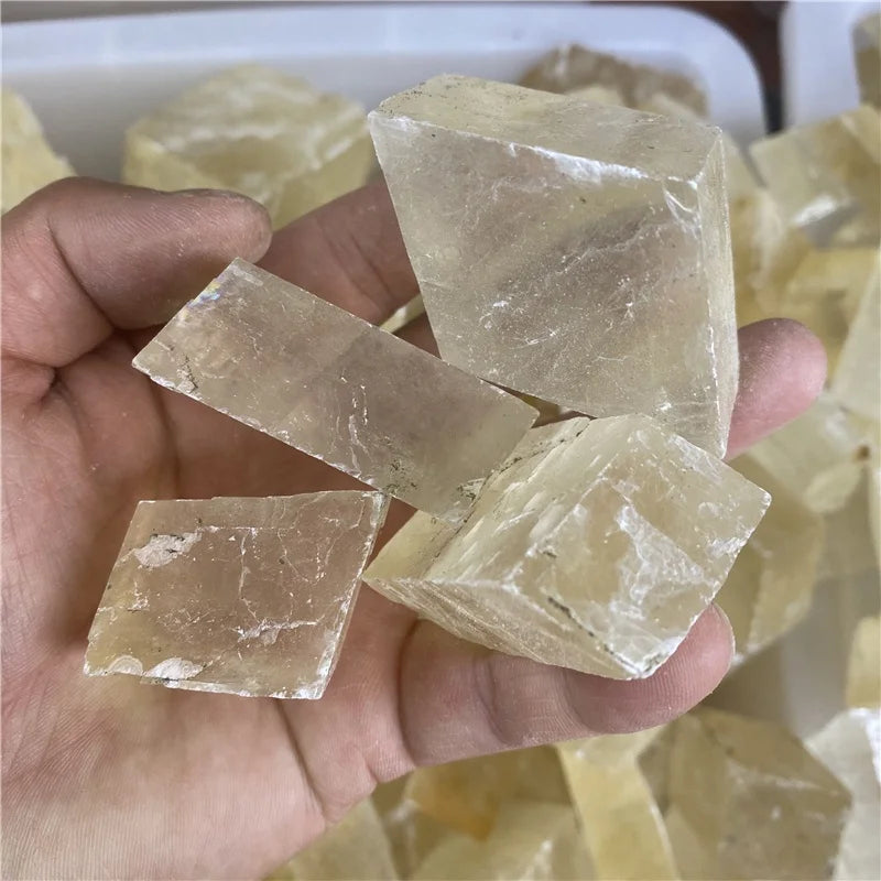 Wholesale Natural Raw Orange Calcite Cube Rough Iceland Spar Crystal Stone