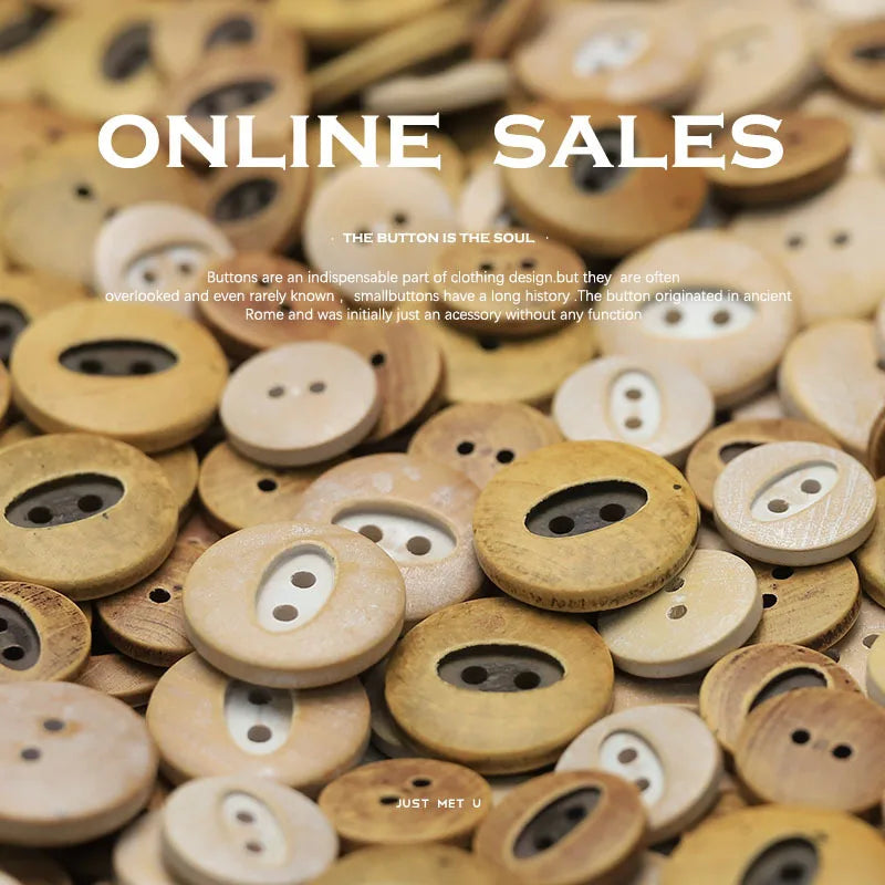 New Fashion Designer Style  Round Eye Engraved 2 Hole Wood Button for Clothes