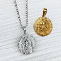 18k Gold Plated Jesus Christ Face Bible Christian Necklace Stainless Mane Jesus Piece Medallion Jesus Head Jewelry Necklace