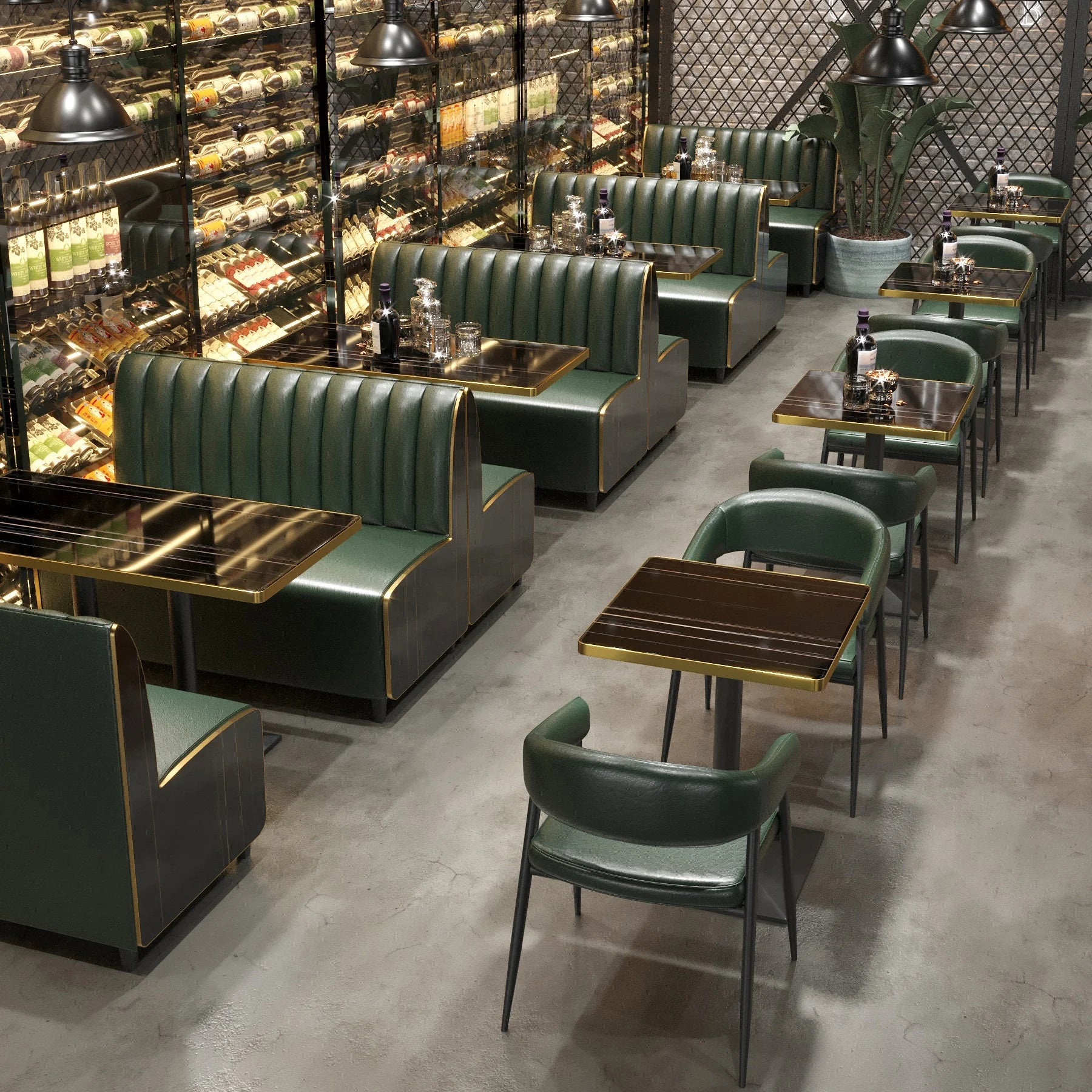 Luxury Bar Restaurant Furniture Sofa Set Black Marble Dining Table and Chairs U L Shape Booth Seating for Club Cafe Pub Bar