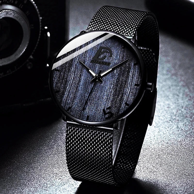 2022 New Mens Fashion Ultra Thin Minimalist Watches Men Business Stainless Steel Mesh Belt Quartz Watch Gift Relogio Masculino