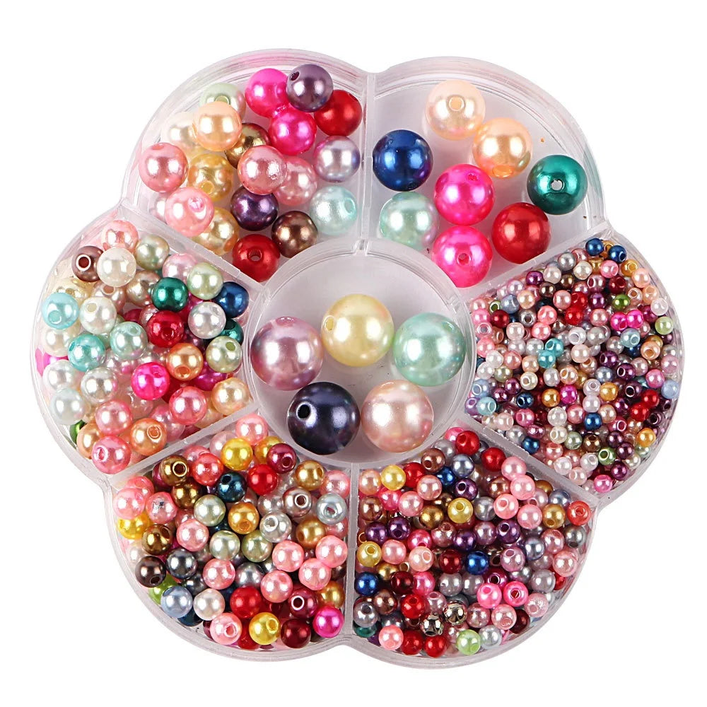 3/4/5/6/8/10/12mm a Set Box of Mix Size ABS Pearl for Beaded Accessories