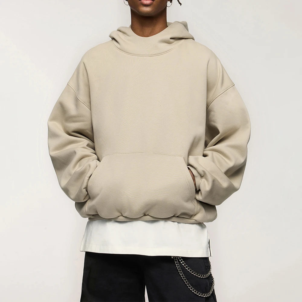 Manufacturer Custom LOGO 400gsm 500gsm Thick Sweatshirt Men Drop Shoulder French Terry Oversized Boxy Cropped Heavyweight Hoodie