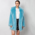 Factory Fast Shipping Colors Logo Pattern Any Design Factory Offer Long Fur Designer Faux Custom Blue Fur Coat