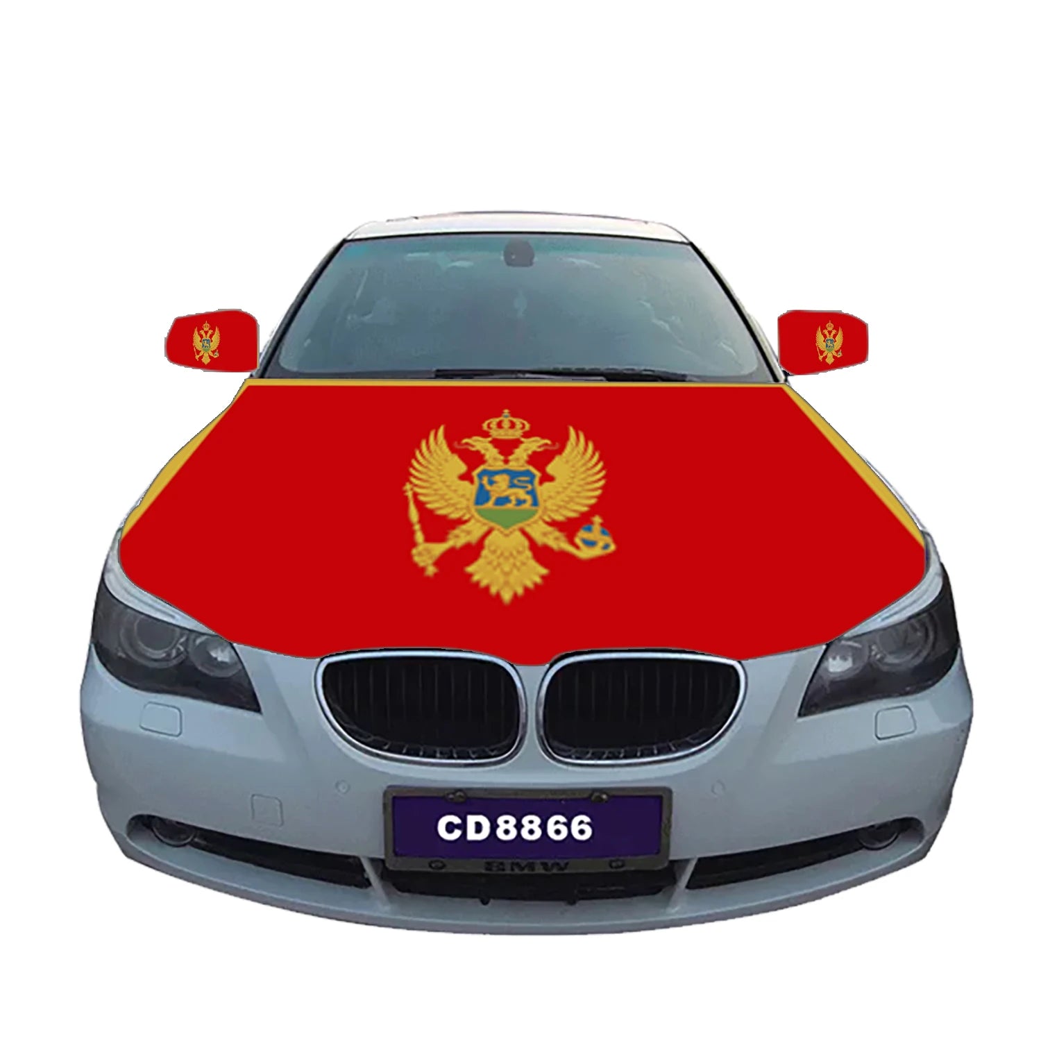 Hot Sale 100% Polyester Custom Montenegrin Car Hood Flag Rearview Mirror Cover and Size Options Available