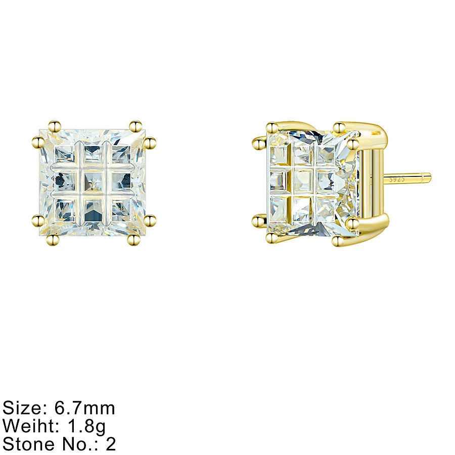 Fine Fashion 925 Silver Jewelry Stud Earrings Custom Stone for Girls Women Earring Gold Plated