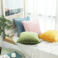 Wholesale Modern Minimalist Wool Ball Pillow case Cover Cozy Velvet Cushion Cover Solid Color Sofa Velvet Throw Pillow Covers