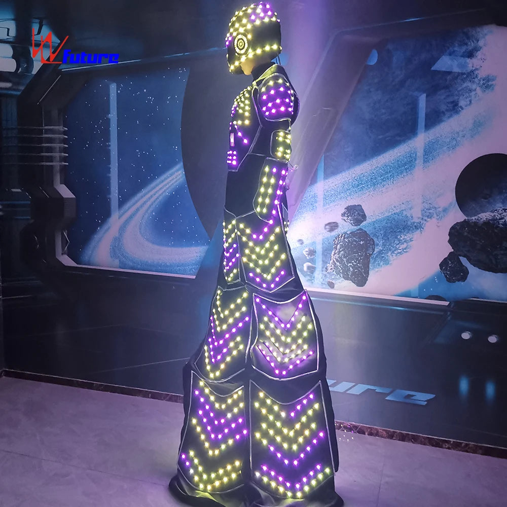 Free DHL Shipping Traje De Robot LED Light Costume Clothing High Heel Predator Led Costume.