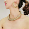 HANSIDON Retro Punk Fashion Jewelry Set Statement Springs Circle Choker Necklace Hoop Earrings Ethnic Chunky Accessories