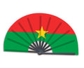 2022 Wholesale Custom Printed National Cuntry Flag Burkina Faso Folding Bamboo Hand Held Fan