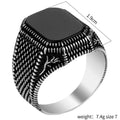 Inlaid Black Stones Bezel Setting Trendy Stainless Steel Saudi Arabia Wholesale Turkish Finger Rings for Men