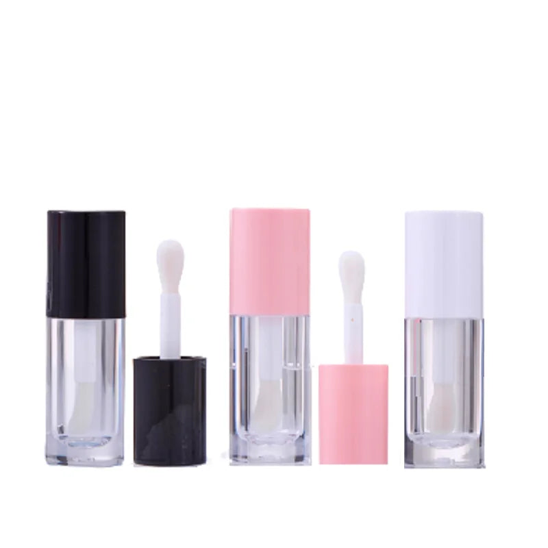 6ML Lipgloss Liquid Lipstick Packaging Round White Black Pink Transparent Clear Big Wand Brush Jumbo Sponge Lip Gloss Tube
