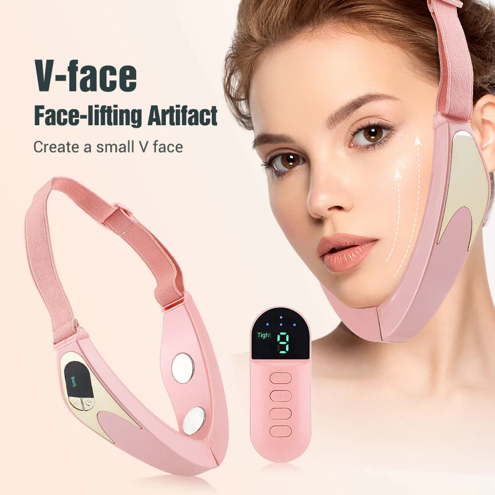 Double Chin Reducer V Line Cheek Face Serum Lifting up Electric Vibration Slimming Shaping V Thin Face Massager USB Rechargeable