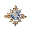 Women Wedding Gift Victorian Cluster Round Shape Natural Aquamarine Gems Diamond Cz Ring 925 Gold Plated Wholesale Jewelry