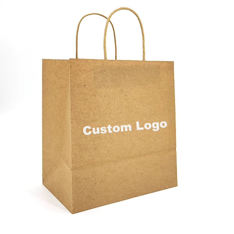 Eco Friendly Customize Logo Gift Bags Wholesale Custom Packaging Handle Kraft Paper Bag