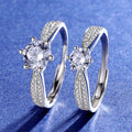 Wholesale Silver Moissanite Rings Rhodium Plated Tarnish Free Six Prong Setting 925 Sterling Silver Promise Rings for Women