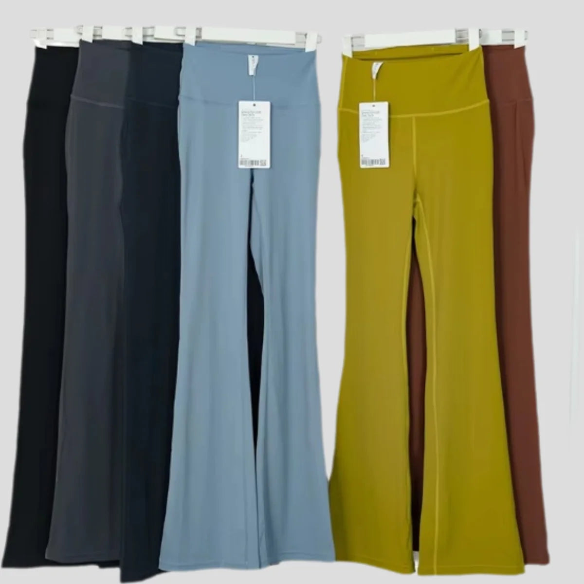 2025 New Women's High Waist Yoga Pants Breathable Quick Dry Slim Outdoor Sports Fitness Flare Pants Drawstring Closure Solid