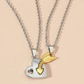 2021 Wholesale Stainless Steel Love Couple Necklace Heart-shaped Combination Men and Women Pendant Gift for Valentine's Day