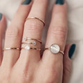 Joolim High End 18K Gold Plated Stainless Steel Round Shell Dainty Ring for Women Finger Ring Fashion Jewelry Wholesale