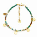 Colorful Natural Stone Bead Bracelet Men Women Vintage No Fade 14K Gold Tassel Stainless Steel Bracelet Disc Charm Bracelets