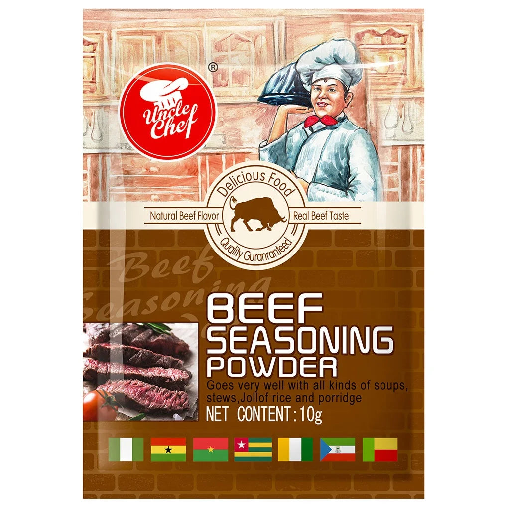 Uncle Chef Brand Halal Beef Flavor Dried Blended Seasoning Powder Soup Base Mix Top Grade 18-Month Shelf Life 10gx600bags