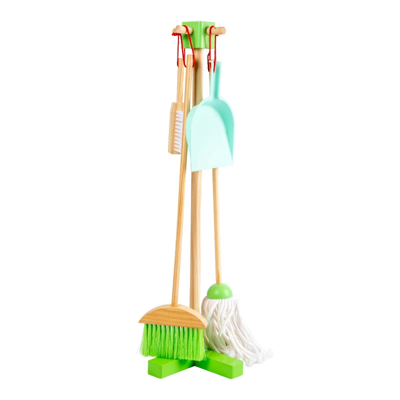 Wooden Children'S Cleaning Suit Develop Good Habits of Life Boys and Girls Play House Cleaning Simulation Toys
