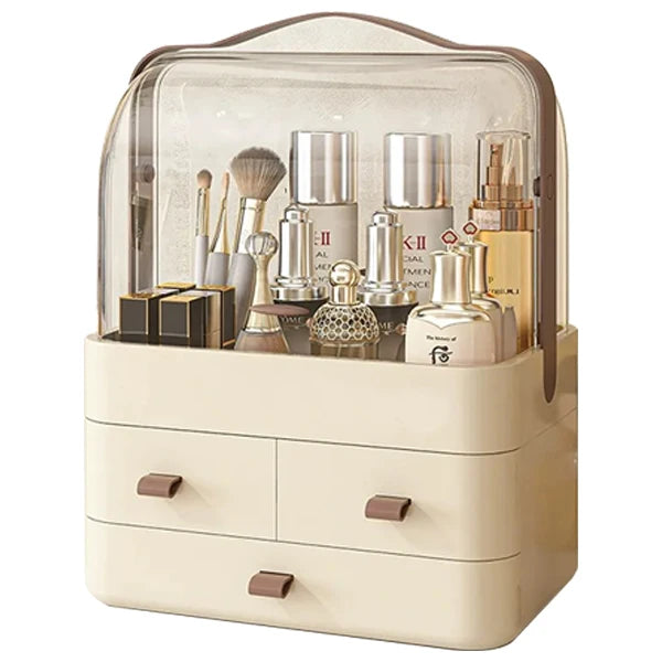 Plastic Jewelry Organizer with Lid 2 Drawers Transparent Cover-Perfect Bathroom Storage MegaBDM