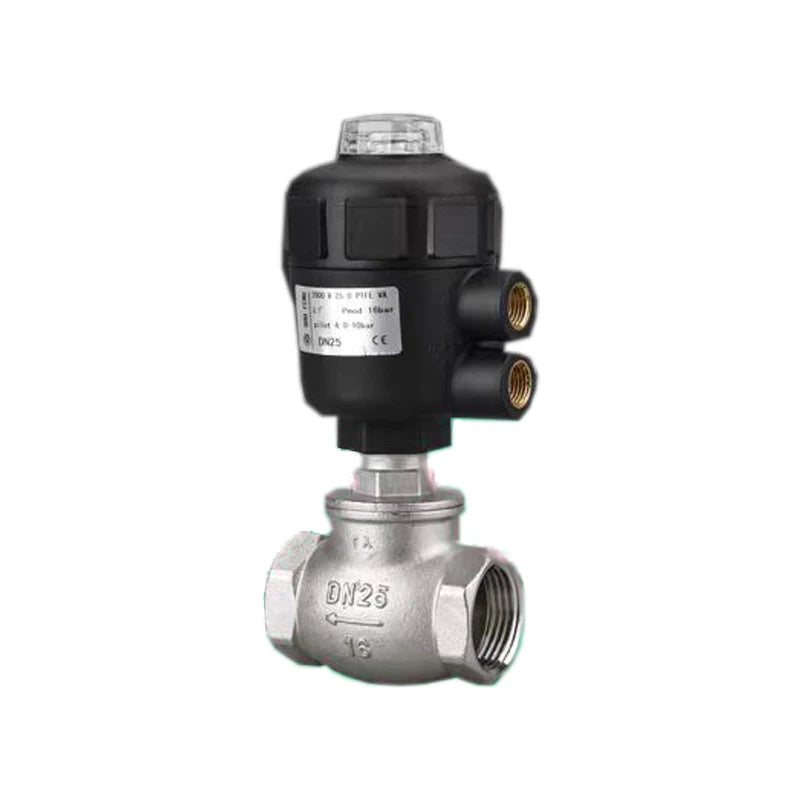 DN15-DN50 304 Stainless Steel Pneumatic Waist Drum Valve T-type Angle Seat Pneumatic Valve Straight Through Shutoff Valve