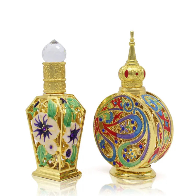 Hot Sale Dubai 12ml 15ml 30ml 10ml Oil Bottle Metal Perfume Oil Bottle with Diamond and Glass Applicator