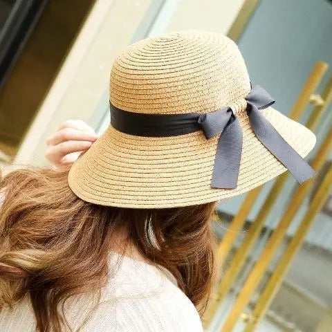 Factory Price Panama Hat Women Wide Brim Fedora Straw Beach Hat With Female Ribbon Rope Natural Grass for Summer
