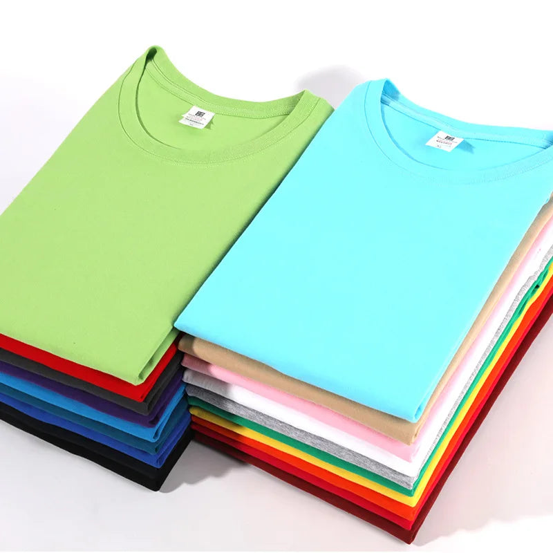 Wholesale Short Sleeved 180g Cotton Shoulder Round Neck T-Shirt Unisex Solid Color Loose T-Shirt