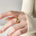 Factory Direct Wholesale Stainless Steel 18k Gold Plated Cz Ring Jewelry Octagon Star Zircon Ring for Women