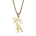Custom Dainty Gold Palm Tree La Necklace Stainless Steel Coconut Pendant Necklaces Minimalist Hip Hop Necklace