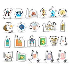 23 Styles Islamic Eid Ramadan Decorations Star / Moon Shape Stainless Steel Cookie Cutter Biscuit Molds