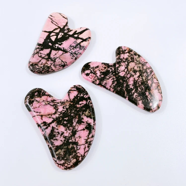 Huiying Wholesale Rhodorite Jasper Private Label Heart Jade Facial Gua Sha