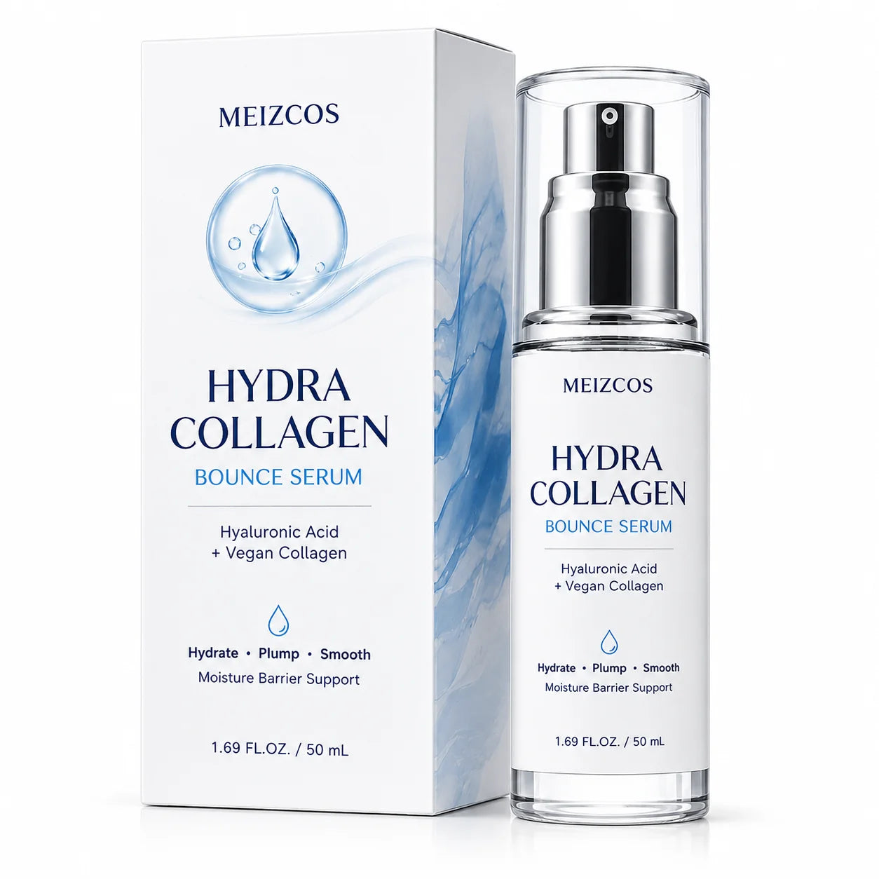 Hydra Collagen Bounce Serum 50ml Hyaluronic Acid Vegan Collagen Niacinamide Panthenol Hydrating Plumping Smoothing Face Serum