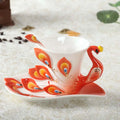 Luxury Enamel Porcelain Classic Elegant Chinese Ceramic Peacock Feather Coffee Tea Cup and Saucer