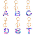 Cute Sparkly Multi Color Handbag Accessories A-Z Initial Letter Glitter Resin Epoxy Alphabet Acrylic Charms Keychain with Tassel