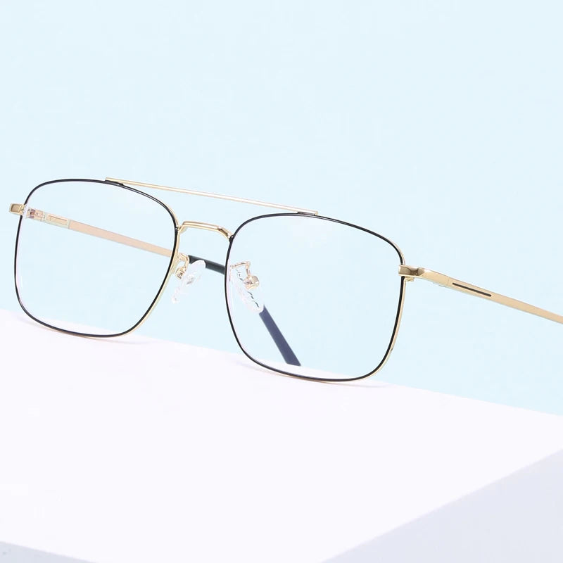 XH91227 1pc Metal Dual-Bridge Squared Frame Blue Light Blocking Vivid Color Fashion Decoration Unisex Eyeglasses Optical Frame