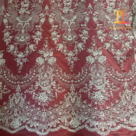 High End 100% Polyester Beaded Wedding Embroidery Bridal Laces Fabrics Luxury Couture Lace XM-BF0728
