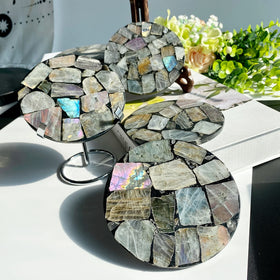 Wholesale Labradorite Disk Ornaments Original Stone Mineral Specimens Spiral Plates Home Decoration Gifts