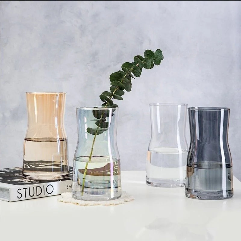 Illusion Color Plated Glass Vase Colorful Glass Flower Arrangement Vase Artificially Blown Transparent Glass Vase