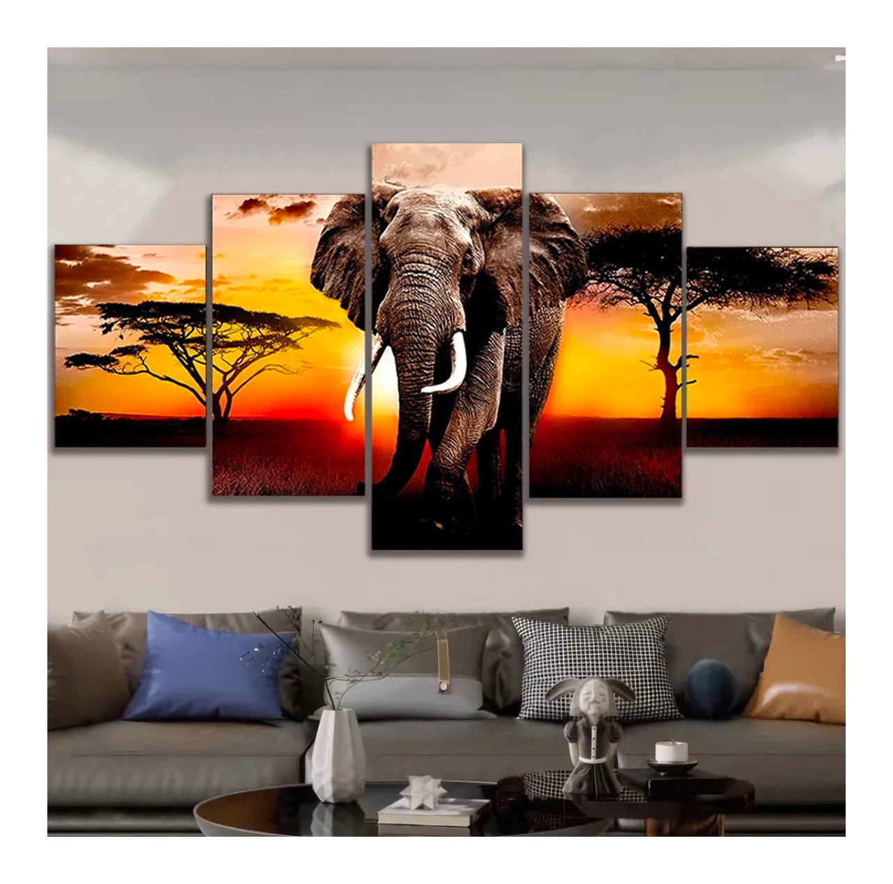Living Room Canvas Home Decor Hd Printed Poster Modular Picture One Piece 5 Panels Art Wall Size Larget Elephant Canvas Painting