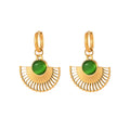 Hypoallergenic 18k Gold Plated Stainless Steel Jewelry Fashion Gemstone Green Cat Eye Stud Earrings Ladies Jewelry for Women