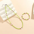 Adjustable Fashionable Crystal Beads and Natural Pearl Necklace Glass Beaded Bracelet Jewelry Set for Weddings Parties Gifts