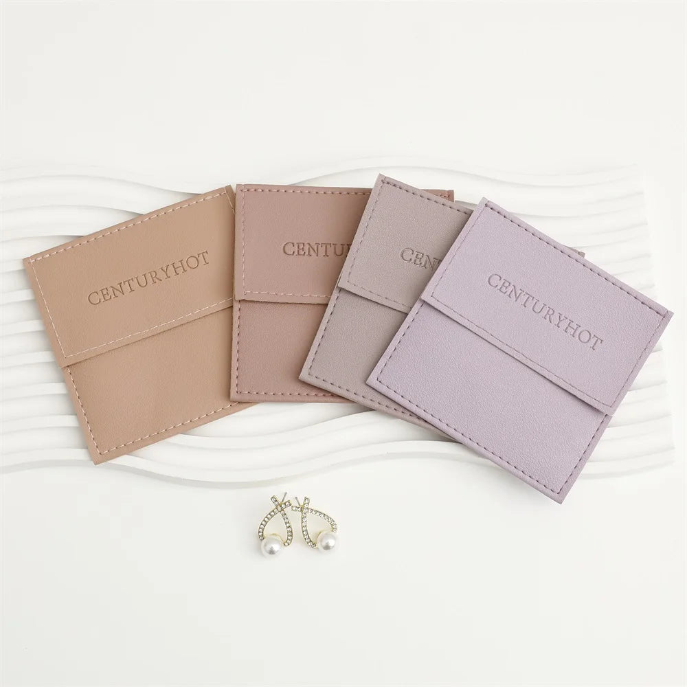 PUPPYSEW Custom logo  PU Leather Pouch Jewelry Pouch Bag Jewelry Packaging Pouch EarringsNecklaceBracelet Bags With Logo