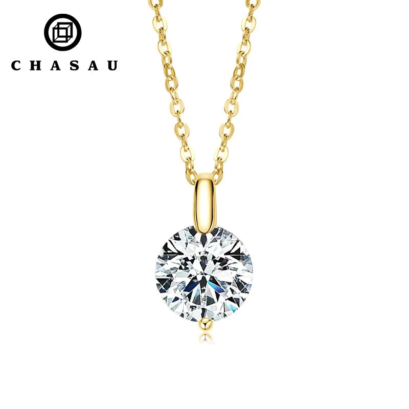 Original 8mm 2ct Round D Moissanite Diamond Pendant Original Real 925 Sterling Silver Necklace 2025 Trend Fine Jewelry for Woman