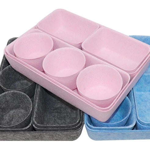 Felt Drawer Organizer Container Caddy Tray Jewelry Makeup Storage Box Cosmetic Bins Dividers for Home Office Desk for Food