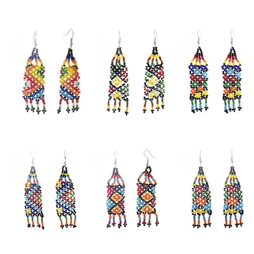 Long Beaded Tassel Earrings Bohemian Fringe Drop Earrings Statement Seed Bead Tribal Dangle Earrings Pendientes De Borla Gift