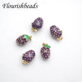 18K Gold Plated Purple Enamel Brass Raspberry Pendants Charms for Bracelet Necklace Findings
